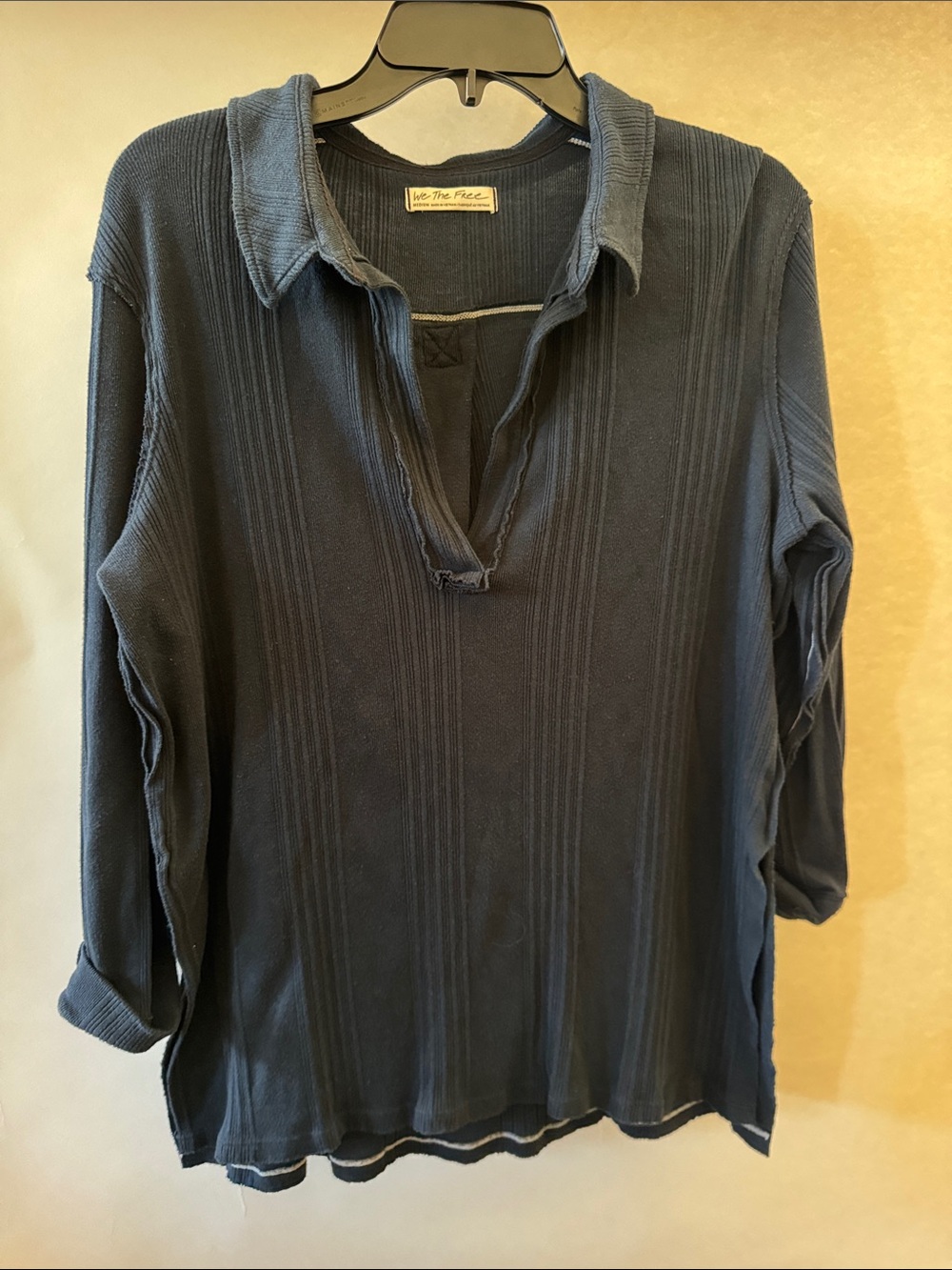We The Free Ribbed Long-Sleeve Polo Top